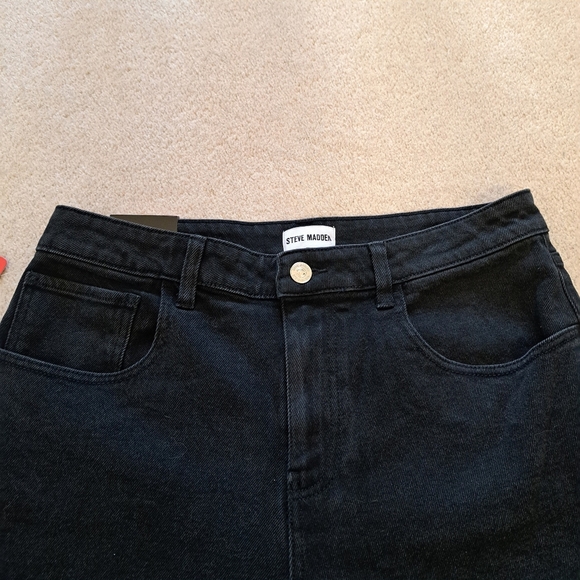 Steve Madden Denim Shorts Women's Medium Black High Rise Jean Stretch New! - Picture 2 of 10